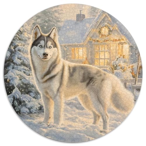 Siberian Husky Puzzle 1000 Teile Schwer Puzzle Spielzeug Lernspiel Impossible Herausforderung Spielzeug Für Erwachsene Kinder 1000pcs (67.5x67.5cm) von KKOLASXZE