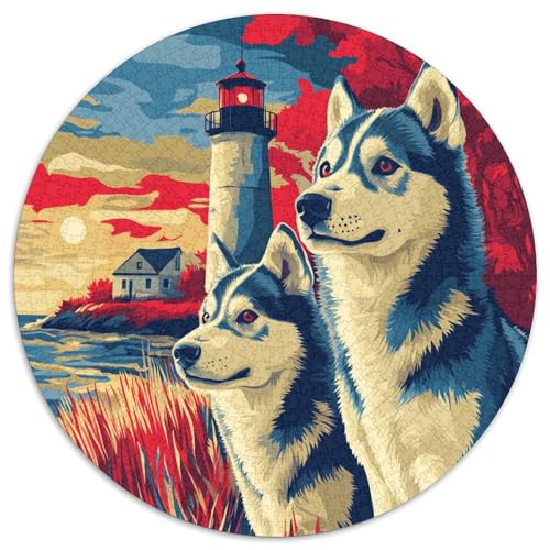 Siberian Husky Puzzle 1000 Teile Schwer Puzzle Spielzeug Pädagogisches Spiel Impossible Herausforderungsspielzeug Für Erwachsene Kinder 1000pcs (67.5x67.5cm) von KKOLASXZE