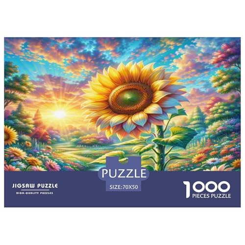 Sonnenblumen Puzzle 1000 Teile Schwer Puzzle Spielzeug Pädagogisches Spiel Impossible Herausforderungsspielzeug Für Erwachsene Kinder 70x50cm/1000pcs von KKOLASXZE