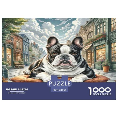Spielzeug Bulldog Puzzle 1000 Teile Schwer Puzzle Spielzeug Pädagogisches Spiel Impossible Herausforderungsspielzeug Für Erwachsene Und Kinder in Bewährter 70x50cm/1000pcs von KKOLASXZE