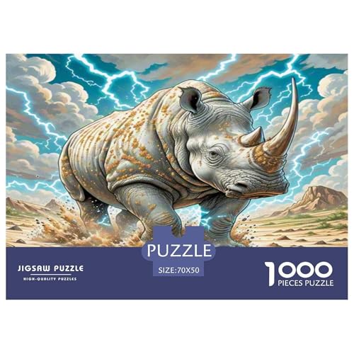 Weiße Nashörner Puzzle 1000 Teile Schwer Puzzle Spielzeug Lernspiel Impossible Herausforderungsspielzeug Für Erwachsene Und Kinder in Bewährter 70x50cm/1000pcs von KKOLASXZE