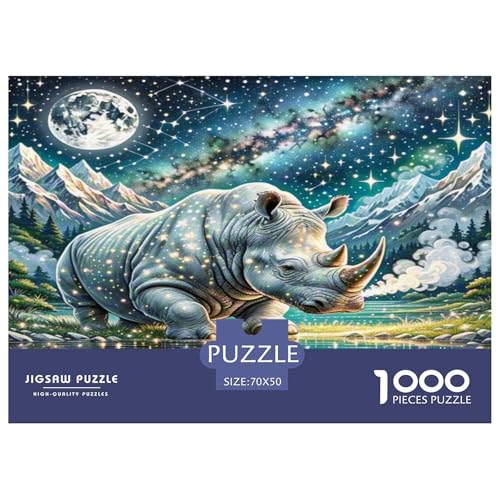 Weiße Nashörner Puzzles 1000 Teile Schwer Puzzle Spielzeug Lernspiel Impossible Herausforderungsspielzeug Für Erwachsene Kinder 70x50cm/1000pcs von KKOLASXZE