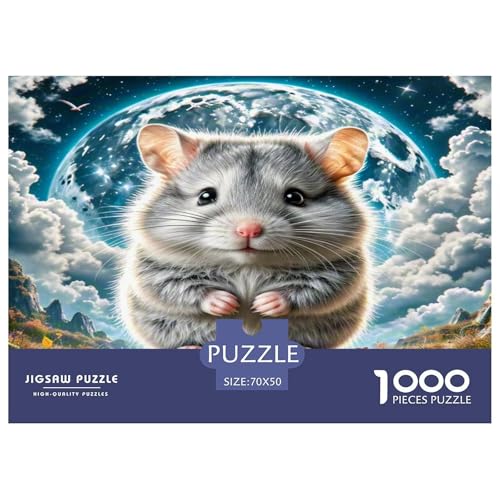 Weißer Hamster im Winter Puzzles 1000 Teile Schwer Puzzle Spielzeug Lernspiel Impossible Herausforderungsspielzeug Für Erwachsene Und Kinder Ab 12 Jahren 70x50cm/1000pcs von KKOLASXZE