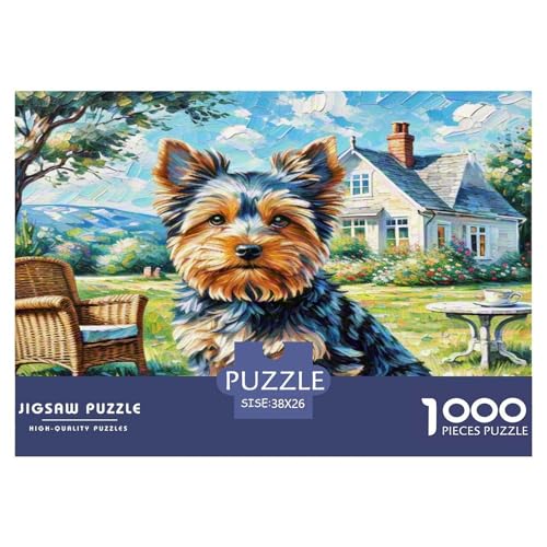 Yorkshire Terrier Puzzle 1000 Teile Schwer Puzzle Spielzeug Lernspiel Impossible Herausforderung Spielzeug Für Erwachsene Kinder 38x26cm/1000pcs von KKOLASXZE