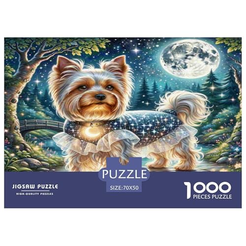 Yorkshire Terrier Puzzle 1000 Teile Schwer Puzzle Spielzeug Lernspiel Impossible Herausforderungsspielzeug Für Erwachsene Und Kinder in Bewährter 70x50cm/1000pcs von KKOLASXZE