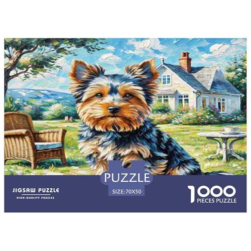 Yorkshire Terrier Puzzle 1000-teilige Schwer Puzzle Spielzeug Lernspiel Impossible Herausforderung Spielzeug Für Erwachsene Und Kinder in Bewährter 70x50cm/1000pcs von KKOLASXZE
