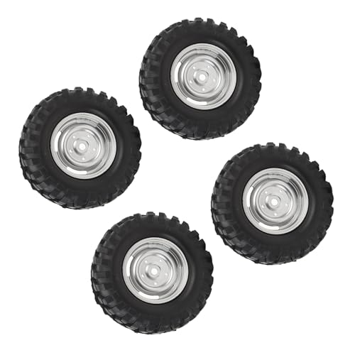 KKPLZZ 4PCS RC Crawler Reifen 1,9 Zoll Gummi Universal RC Reifen mit Kunststoff Felge für Axial 1/10 Fernbedienung Autos (Silber) von KKPLZZ