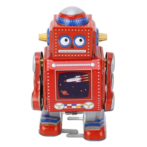 KKPLZZ Aufziehbares Roboterspielzeug, Handgefertigt, Dekoratives Vintage-Uhrwerk-Roboterspielzeug, Interessantes Aufzieh-Eisenspielzeug für Café, Bar, Restaurant (Rot) von KKPLZZ