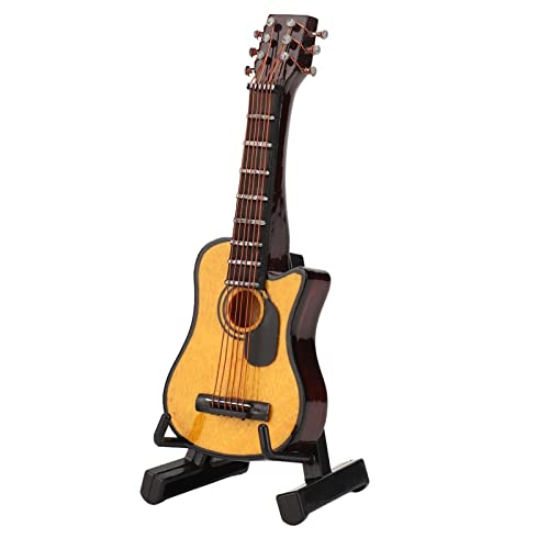KKPLZZ Mini-Gitarrenmodell-Ornamente, Rotbraun, 8,4 cm Länge, Miniatur-Gitarrenmodell-Dekoration mit Ständer von KKPLZZ