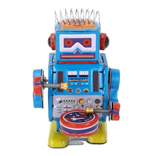 KKPLZZ Roboter-Uhrwerk-Spielzeug, Handgefertigt, Trommeln, Vintage-Roboter, Blechspielzeug für Erwachsene, Sammlung, Dekoration von KKPLZZ