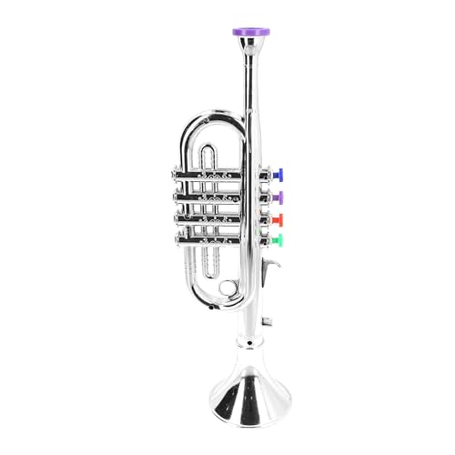 Spielzeugsaxophon für Kinder mit 3 Farbigen Tasten, 3-Ton-Musikinstrumente für die Früherziehung, Spielzeugtrompete für Kleinkinder, Rollenspiele (Silber) von KKPLZZ