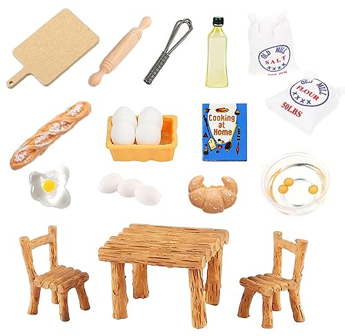 21 Stück Miniatur Wichtel Küche, Wichtel Zubehör Backen, Miniatur Puppenhaus Zubehör, Miniatur Tisch Stuhl Nudelholz Eier Mehlbeutel, für DIY Küchen-Backset Dekor 21 Stück Miniatur Wichtel Küche, Wichtel Zubehör Backen, Miniatur Puppenhaus Zubehör, Miniatur Tisch Stuhl Nudelholz Eier Mehlbeutel, für DIY Küchen-Backset Dekor von KKSJK
