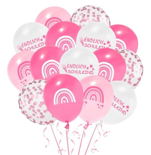 50 Stück Einschulung Luftballons Deko, Schulkind Regenbogen Ballons, Schulanfang Dekoration Mädchen, Schuleinführung Schulstart Party Deko von KKSJK