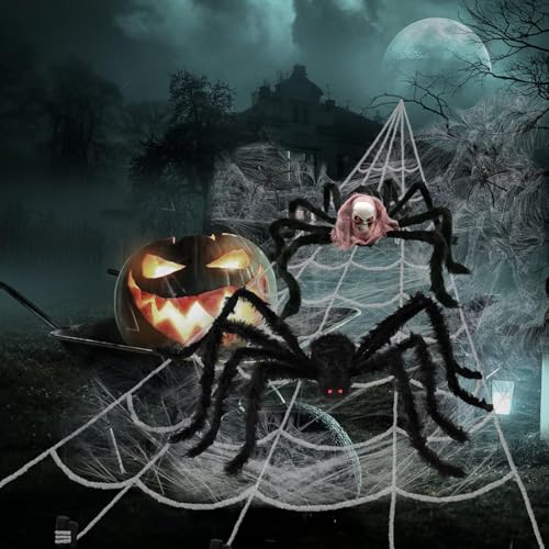 Halloween Spinnen Aufkleber Realistisch Schaurig Haarig Horror Halloween Deko Halloween Karneval Riesenspinnen Requisiten Geeignet für Partydekoration,gruselige Spukhaus Requisiten,Mottoparty(2pcs) von KKTONGXI