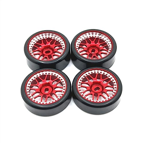 27 mm Hartplastik-Drift-Reifen, Metallfelge für Wltoys 284131 K969 K979 K989 K999 Kyosho Mini-Z 1/28 RC Auto-Upgrade-Teile (Rosso) von KLAPR