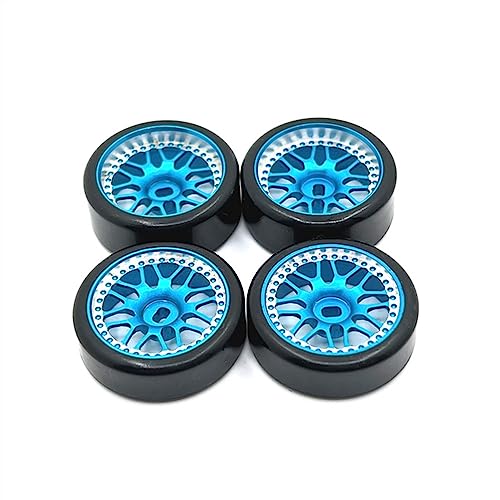 27 mm Hartplastik-Drift-Reifen, Metallfelge für Wltoys 284131 K969 K979 K989 K999 Kyosho Mini-Z 1/28 RC Auto-Upgrade-Teile (blau) von KLAPR
