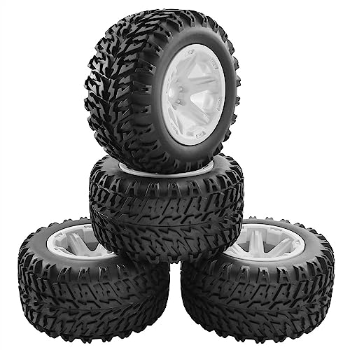 4 x 104 mm 1/10 Monstertruck-Buggy-Reifen, 12 mm, Sechskant, für Tamiya Upgrade-Teile (Bianco) von KLAPR