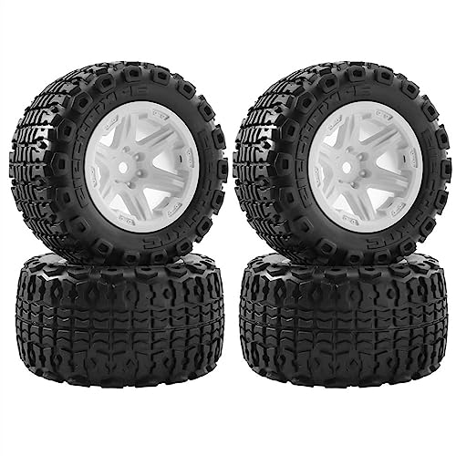 4 x 104 mm 1/10 Monstertruck-Buggy-Reifen, 12 mm, Sechskant, für Tamiya Upgrade-Teile (Bianco) von KLAPR