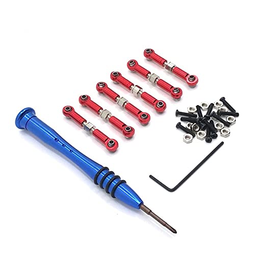 Für 1/18 A949 A959 A969 A979 K929 RC Automotive Upgrade Refit Teile Alle Metall Verstellbare Zugstange 6 & Schraubendreher (Rosso) von KLAPR