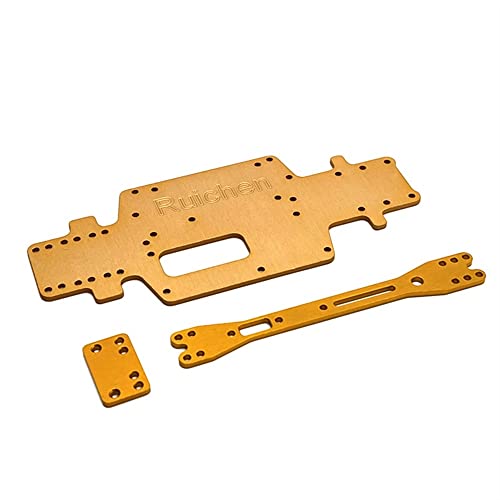 Für 1/28 284131 K979 K989 K999 RC Automotive Allgemeine Metall-Upgrade-Teile Refit Bodenplatte, Set mit Doppelpaneelen (Gold) von KLAPR