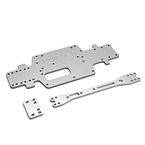 Für 1/28 284131 K979 K989 K999 RC Automotive Allgemeine Metall-Upgrade-Teile Refit Bodenplatte, Set mit Doppelpaneelen (Silber) von KLAPR