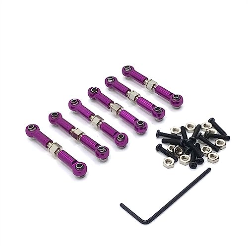 Für WLtoys 1/18 A949 A959 A969 A979 K929 RC Automobil-Metall-Upgrade-Zubehör, verstellbares Zugstangen-Modifikationszubehör (lila) von KLAPR