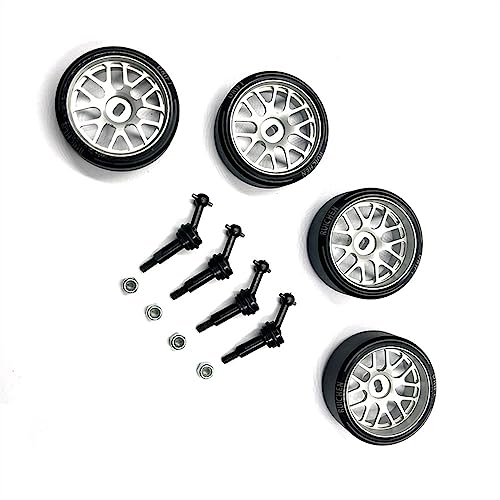 Für WLtoys 284131 K969 K979 K989 K999 P929 P939 RC Auto Metall Upgrade Teile Nabe Reifen CVD High Speed Drift (Silber) von KLAPR