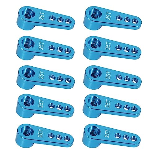 KLAPR 10 Stück 28,5 mm 25T Metall-Servoarm Servohorn für 1/10 RC Crawler Auto Boot Futaba Axial SCX10 Teile (10 Stück blau) von KLAPR