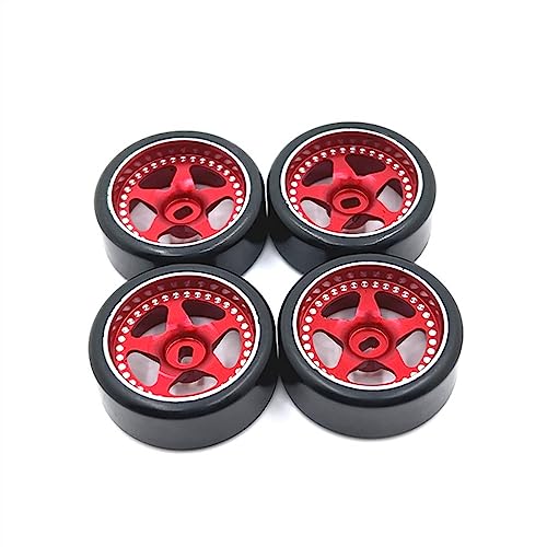 KLAPR 27 mm Hartplastik-Drift-Reifen, Metallfelge für 284131 K969 K979 K989 K999 Mini-Z 1/28 RC Auto-Upgrade-Teile (Rosso) von KLAPR