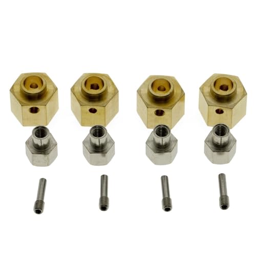 KLAPR 4 Stück 12 mm verlängertes Rad-Sechskant-schwereres Messingadapter für Axial SCX10 III AXI03007 Capra 1.9 UTB AXI03004 RC Crawler Upgrades Teile (Farbe: 10 mm) von KLAPR