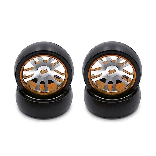 KLAPR 4 Stück Hartplastik-Drift-Reifen, Metallfelge für 284131 K969 K989 Mini-Z 1/28 RC Auto-Upgrade-Teile (Giallo) von KLAPR