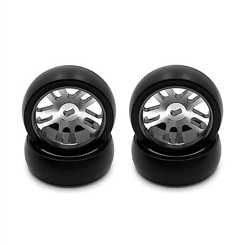 KLAPR 4 Stück Hartplastik-Drift-Reifen, Metallfelge für 284131 K969 K989 Mini-Z 1/28 RC Auto-Upgrade-Teile (Szary) von KLAPR