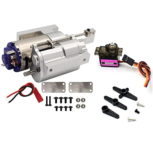 KLAPR Drei-Generation Vollmetall 2 Gang Getriebe mit Servo für WPL B1 B14 B24 C14 C24 MN D90 D91 MN96 1/12 RC Autoteile RC Autozubehör (Farbe: Silber mit Servo) von KLAPR