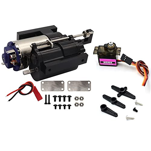 KLAPR Drei-Generationen-Vollmetall-Getriebe mit 2 Gängen (mit Servo) für B1 B14 B24 C14 C24 MN D90 D91 MN96 1/12 RC Autoteile (schwarz mit Servo) von KLAPR