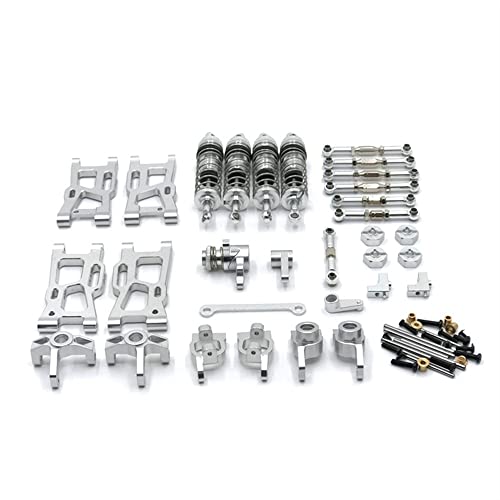 KLAPR Für 1/14 144001 144002,1/12 124017 124019 RC Auto, Hardware-Zubehör, 11 Sets Verbindungsstangen, Absorber usw. (Silber) von KLAPR