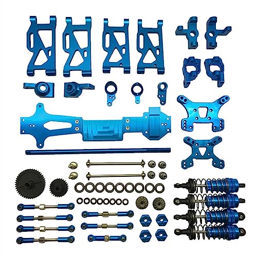 KLAPR Für 1/14 144001 Upgrade Metall-Kit Ersatzteile Getriebe Zubehör Set RC Auto Stoßdämpfer Metall Getriebe Lenknabe Absorbiert (Blau) von KLAPR