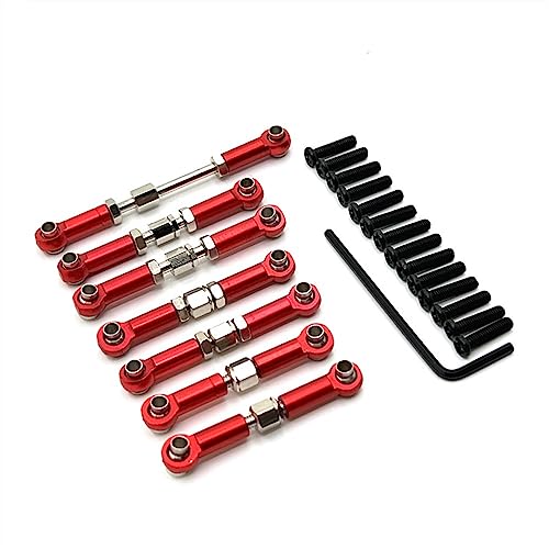 KLAPR Für 104072 Spurstangen-Gestänge aus Metall, vorne und hinten, Servoverbindungsstange, Zugstangen-Set, 1/10 RC-Autoteile, Zubehör (Rosso) von KLAPR