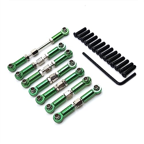 KLAPR Für 104072 Spurstangen-Gestänge aus Metall, vorne und hinten, Servoverbindungsstange, Zugstangen-Set, 1/10 RC-Autoteile, Zubehör (grün) von KLAPR