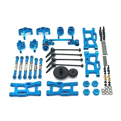KLAPR Für 124018 124019 144001 RC Autoteile Metall Upgrade Kit Antriebswelle Zugstange Schwinge Lenkbecher Getriebe (Blau) von KLAPR
