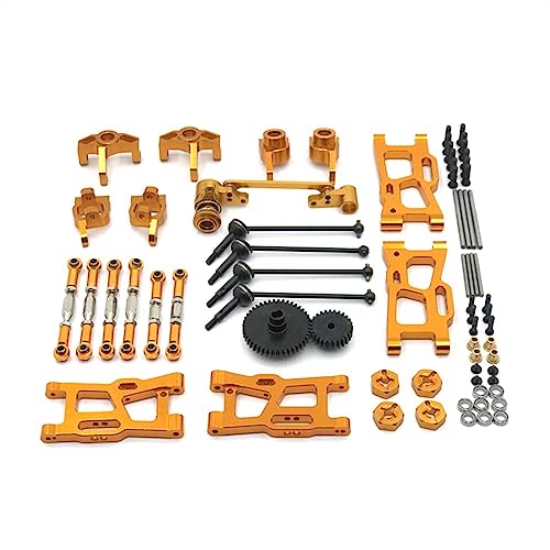 KLAPR Für 124018 124019 144001 RC Autoteile Metall Upgrade Kit Antriebswelle Zugstange Schwinge Lenkbecher Getriebe (Gold) von KLAPR
