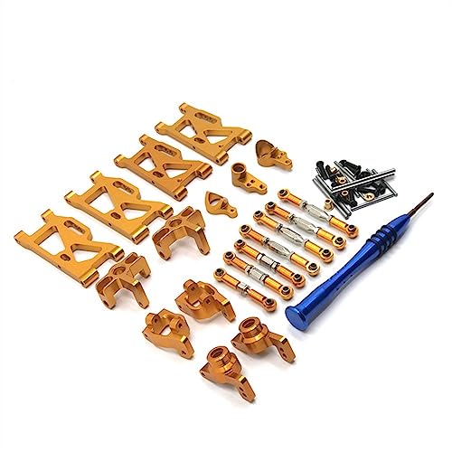 KLAPR Für 124019 124017 124016 124018 144001 144002 RC-Autos, allgemeine verbesserte und modifizierte Teile, Ganzmetall, 7-teiliges Set (Gold) von KLAPR