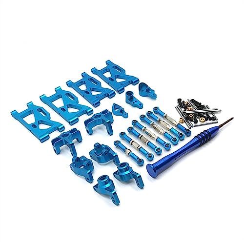KLAPR Für 124019 124017 124016 124018 144001 144002 RC Autos, allgemeine verbesserte und modifizierte Teile, Ganzmetall, 7-teiliges Set (blau) von KLAPR
