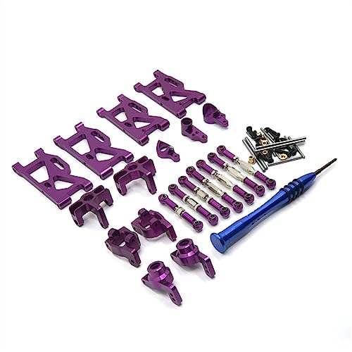 KLAPR Für 124019 124017 124016 124018 144001 144002 RC-Autos, allgemeine verbesserte und modifizierte Teile, Ganzmetall, 7-teiliges Set (lila) von KLAPR