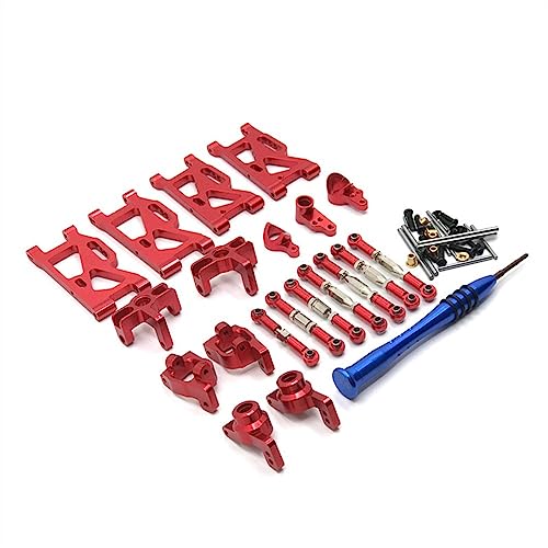 KLAPR Für 124019 124017 124016 124018 144001 144002 RC-Autos, allgemeine verbesserte und modifizierte Teile, Ganzmetall-7-teiliges Set (Rosso) von KLAPR
