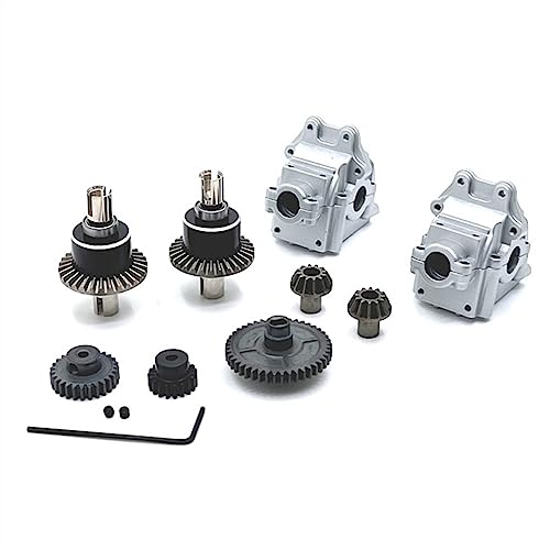 KLAPR Für 144001 124016 124019 124007 RIaarIo XDKJ-001 XDKJ-006 AM-X12 Metallgetriebe Differentialmotorgetriebe RC-Auto-Upgrade-Teile (Silber) von KLAPR