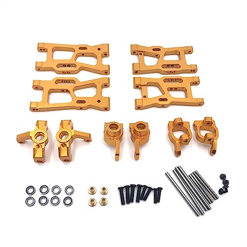 KLAPR Für 144001 144002 144010 124007 124016 124017 124019 Metallquerlenker, Lenkblock, Nabenträger-Set, Upgrade-Teile (Giallo) von KLAPR