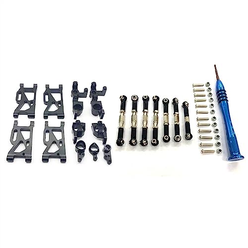 KLAPR Für 144001 144002 144010 124017 124018 124019 124007 Metall Upgrade Teile Kit Querlenker Lenkblock RC Auto Zubehör (Nero) von KLAPR