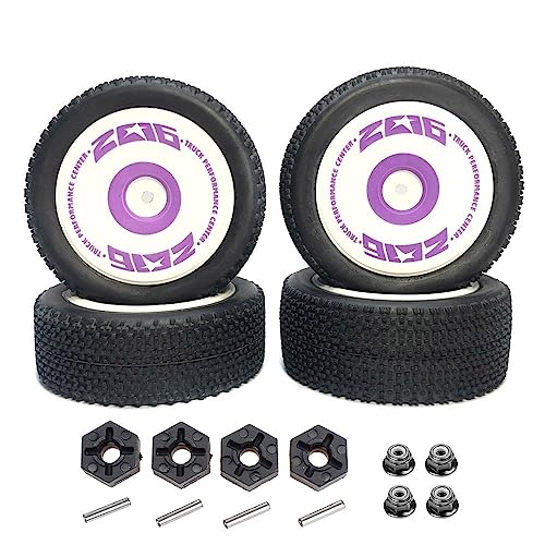 KLAPR Für 144001 144010 124007 124016 124017 124018 124019 4 Stück Gummirad-Reifen mit Rad, Sechskant, RC-Auto-Upgrade-Teile (Bianco) von KLAPR