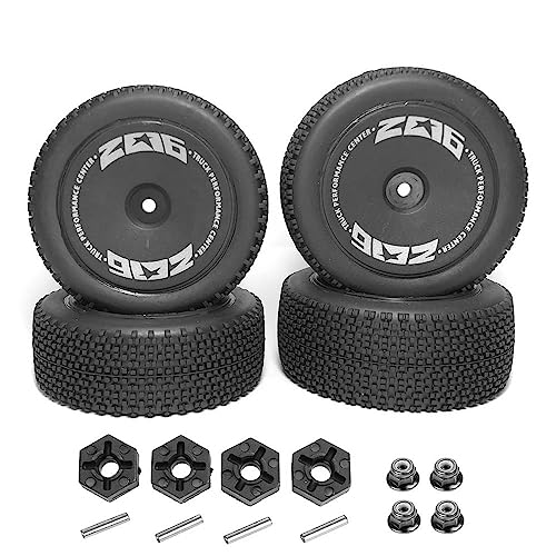 KLAPR Für 144001 144010 124007 124016 124017 124018 124019 4 Stück Gummirad-Reifen mit Rad, Sechskant, RC-Auto-Upgrade-Teile (Nero) von KLAPR