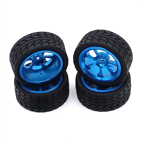 KLAPR Für 144001 144010 124007 124016 124019 A959 A959-B 4 Stück 65 mm Gummireifen Metallfelge 12 mm Hex RC Auto Upgrade Teile (Blau) von KLAPR